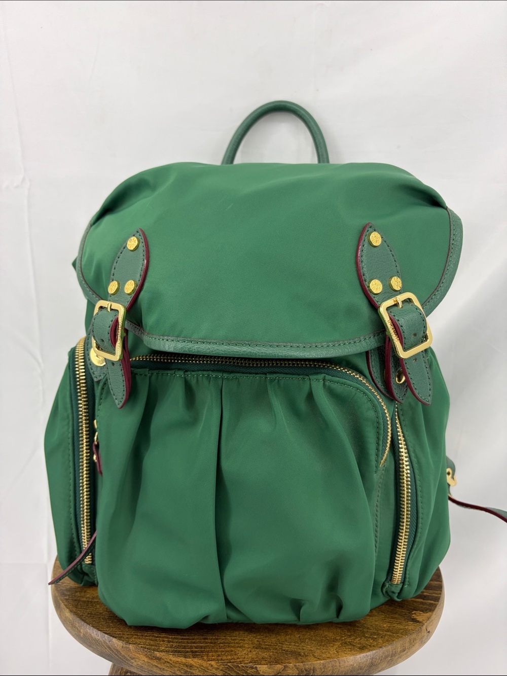 Like New! MZ Wallace Marlena Backpack in Green Nylon w/ Leather